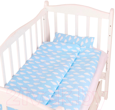 Комплект постельный для малышей Amarobaby Baby Boom / КПБ-3 Облака голубой