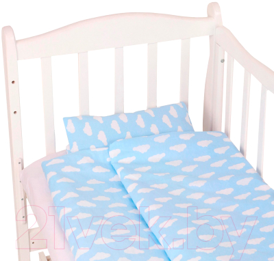 Комплект постельный для малышей Amarobaby Baby Boom / КПБ-3 Облака голубой