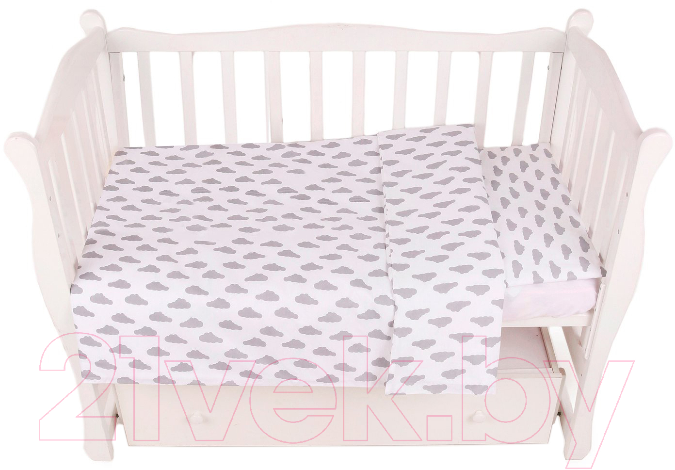 Комплект постельный для малышей Amarobaby Baby Boom Облака / КПБ-3 Облака серый