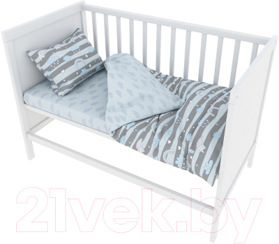 Комплект постельный для малышей Amarobaby Baby Boom Радуга / КПБ-3-Радуга (серый)