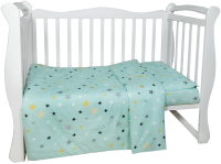Комплект постельный для малышей Amarobaby Baby Boom Россыпь звезд / AMARO-3003-RzM (мята) - 
