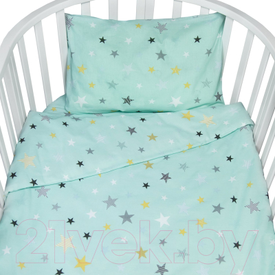 Комплект постельный для малышей Amarobaby Baby Boom Россыпь звезд / AMARO-3003-RzM (мята)