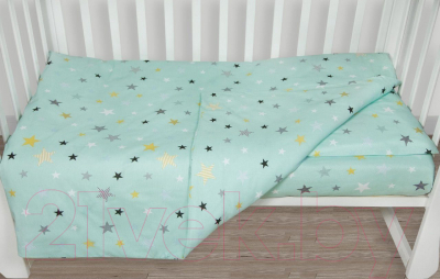 Комплект постельный для малышей Amarobaby Baby Boom Россыпь звезд / AMARO-3003-RzM (мята)