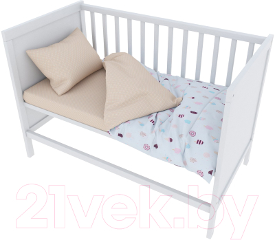 Комплект постельный для малышей Amarobaby Baby Boom Эскимо / КПБ-3-Эскимо (белый)