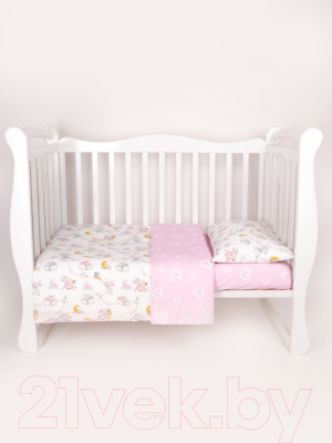 Комплект постельный для малышей Amarobaby Мышата в облаках / AMARO-3003-MvO (розовый)