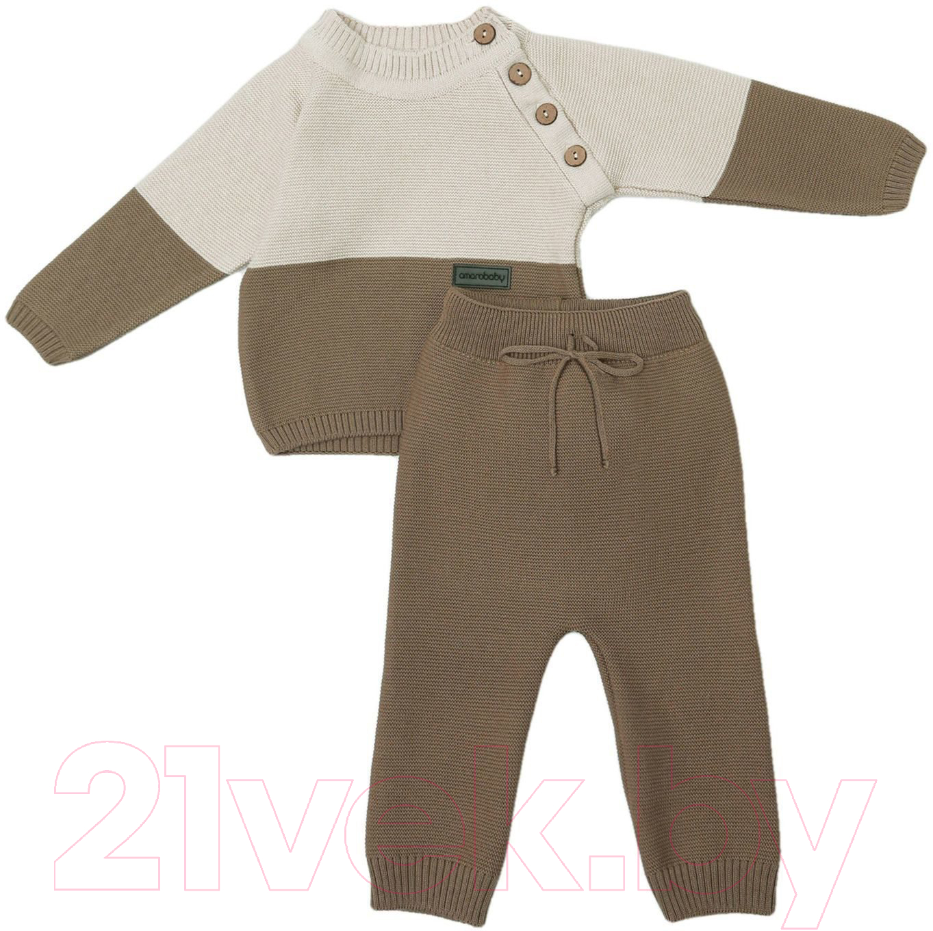 Костюм для малышей Amarobaby Pure Love Double / AB-OD21-PLD11/12-80 (коричневый, р. 80)