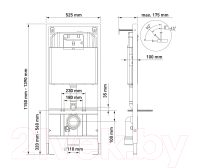 Унитаз подвесной с инсталляцией Berges Novum / 043262