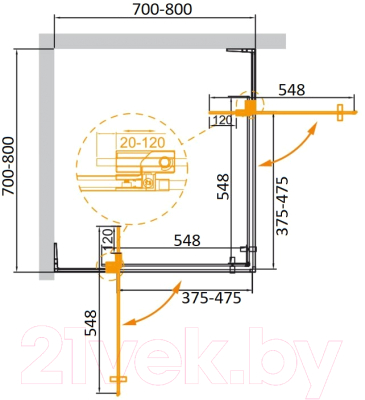 Душевой уголок Cezares SLIDER-A-2-70/80-BR-NERO
