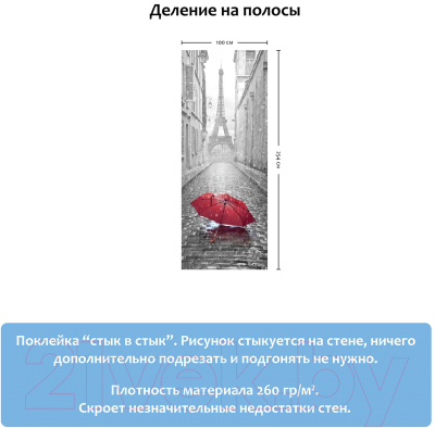 Фотообои листовые Citydecor Красный зонт (100x254)
