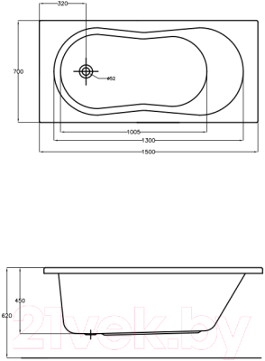 Ванна акриловая Cersanit Nike 150x70 (с каркасом и экраном)