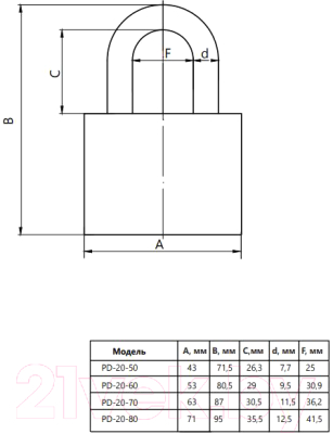 Замок навесной Avers PD-20-60-Blister