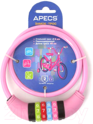 

Велозамок Apecs, PD-82-65CM-CODE-PINK