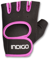 Перчатки для пауэрлифтинга Indigo IN200 (S, черный/фиолетовый) - 
