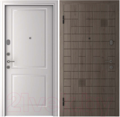 Входная дверь Belwooddoors Модель 1 210x100 левая (дуб галифакс/альта эмаль белый)