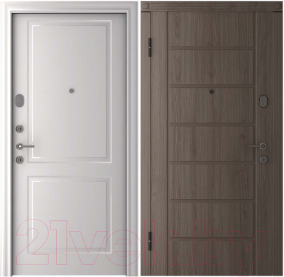 Входная дверь Belwooddoors Модель 2 210x100 левая (дуб галифакс/альта эмаль белый)