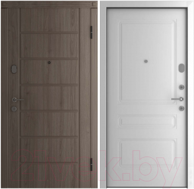 Входная дверь Belwooddoors Модель 2 210x100 правая (дуб галифакс/роялти эмаль белый)