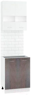 Комплект кухонных модулей Кортекс-мебель Корнелия Экстра 60рс2д без столешницы (белый/береза)