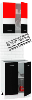 Комплект кухонных модулей Кортекс-мебель Корнелия Экстра 60рс2д без столешницы (белый/береза)