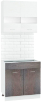 Комплект кухонных модулей Кортекс-мебель Корнелия Экстра 80р1ш без столешницы (белый/береза) - 