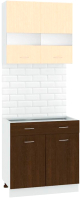 Комплект кухонных модулей Кортекс-мебель Корнелия Экстра 80р1ш без столешницы (венге светлый/венге) - 