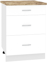 Шкаф-стол кухонный Кортекс-мебель Корнелия Лира НШ60р3ш (белый/мадрид) - 
