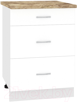Шкаф-стол кухонный Кортекс-мебель Корнелия Лира НШ60р3ш (белый/мадрид)