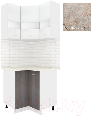 Комплект кухонных модулей Кортекс-мебель Корнелия Экстра угловой (белый/береза/марсель)