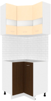 Комплект кухонных модулей Кортекс-мебель Корнелия Экстра угловой без столешницы (венге светлый/венге) - 