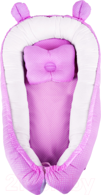 Кокон-гнездышко Smart Textile Люкс 60x90 / ST346 (лебяжий пух, розовый горох)