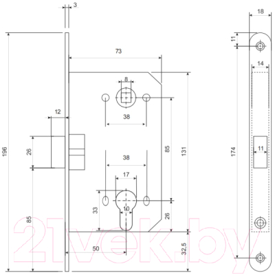 Замок врезной Apecs 5300-P-BN (черный никель)