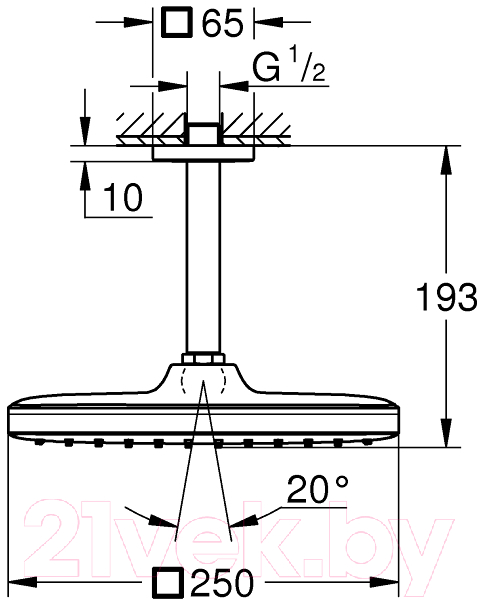 Верхний душ GROHE Tempesta 250 Cube 26683000