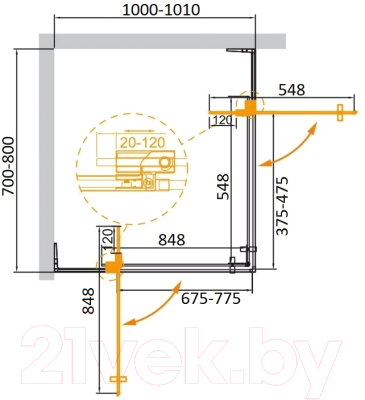 Душевой уголок Cezares SLIDER-AH-2-70/80-100/110-BR-Cr