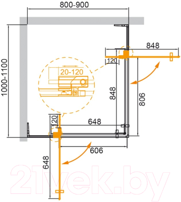 Душевой уголок Cezares SLIDER-AH-2-80/90-100/110-BR-Cr