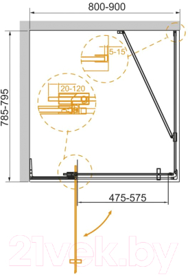 Изображение товара Душевой уголок Cezares SLIDER-AH-1-90-70/80-BR-NERO