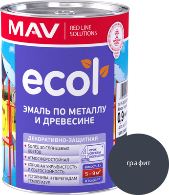 Эмаль MAV Ecol ПФ-115 (900г, графит глянцевый) - 