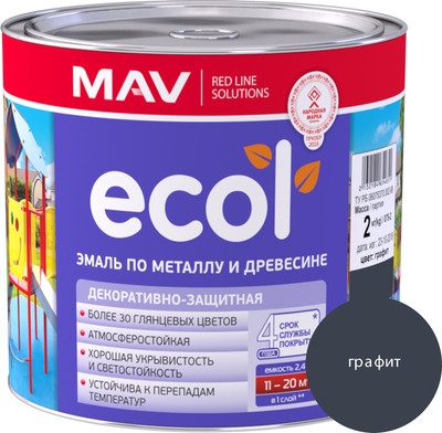 Эмаль MAV Ecol ПФ-115 (2кг, графит глянцевый) - 