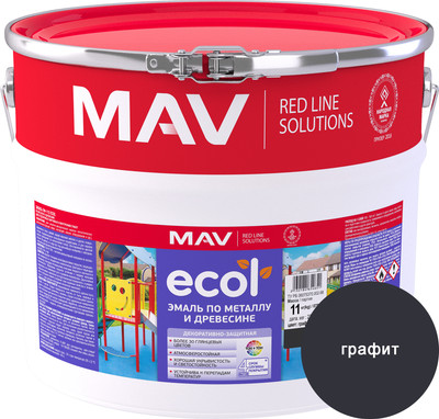 Эмаль MAV Ecol ПФ-115 (11кг, графит глянцевый) - 