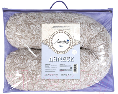 Подушка для беременных Amarobaby Дамаск / AMARO-4001-DK (коричневый)