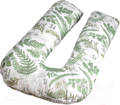 Подушка для беременных Amarobaby Exclusive Soft Collection U-образная Папоротники / AMARO-40U-SCP