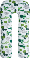 Подушка для беременных Amarobaby U-образная Кактусы / AMARO-40U-K (зеленый) - 