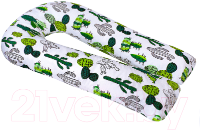 Подушка для беременных Amarobaby U-образная Кактусы / AMARO-40U-K (зеленый)