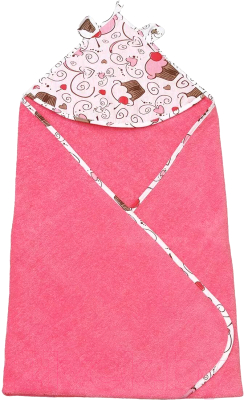 Полотенце с капюшоном Amarobaby Cute Love Десерт / AMARO-54CL-DR (розовый)