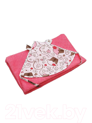 Полотенце с капюшоном Amarobaby Cute Love Десерт / AMARO-54CL-DR (розовый)