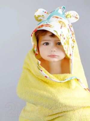 Полотенце с капюшоном Amarobaby Cute Love Жирафики / AMARO-54CL-GG (желтый)