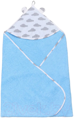 Полотенце с капюшоном Amarobaby Cute Love Облака / AMARO-54CL-OG (серый/голубой)