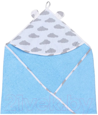 Полотенце с капюшоном Amarobaby Cute Love Облака / AMARO-54CL-OG (серый/голубой)