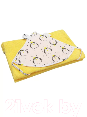 Полотенце с капюшоном Amarobaby Cute Love Пингвины / AMARO-54CL-Pi (желтый)
