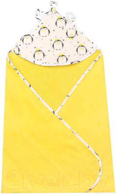 Полотенце с капюшоном Amarobaby Cute Love Пингвины / AMARO-54CL-Pi (желтый)