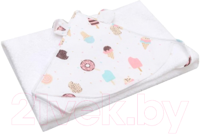 Полотенце с капюшоном Amarobaby Cute Love Эскимо / AMARO-54CL-EB (белый)