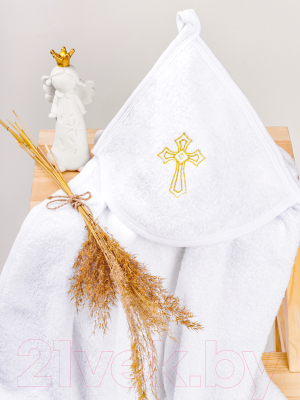 Крестильное полотенце Amarobaby Little Angel gold / AMARO-54LA-GB (белый)